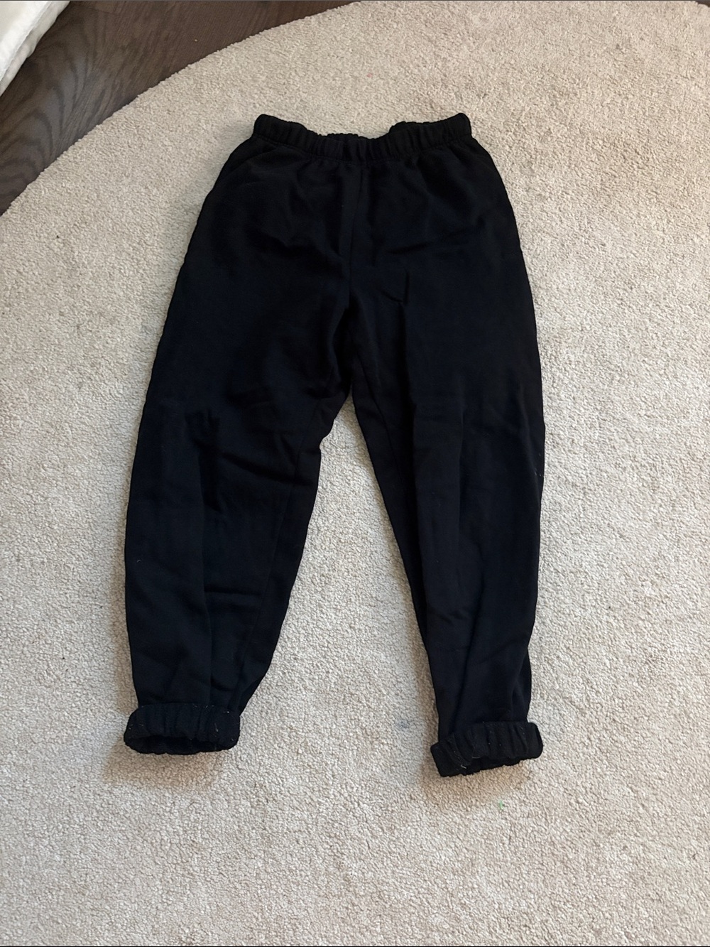 Garage Black Elastic Waist Joggers with Gathered Ankles